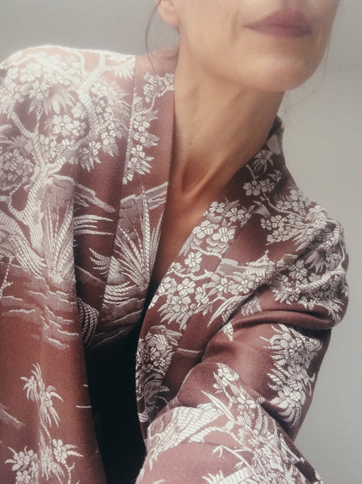 Bespoke Kimono in Antique Ticking Fabric