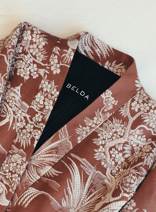 Bespoke Kimono in Antique Ticking Fabric