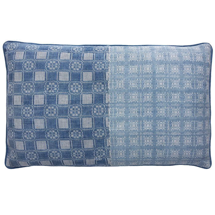 1900s Antique Blue Checked Ticking Pillows (#PC11)