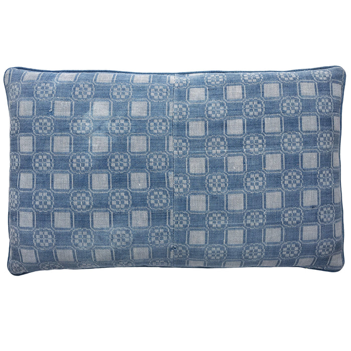 1900s Antique Blue Checked Ticking Pillows (#PC11)