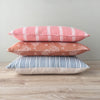 1900s Antique Pink, Brown & Blue Ticking Pillows (#PC10) - Ticking Depot