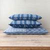 1900s Antique Blue Checked Ticking Pillows (#PC11) - Ticking Depot