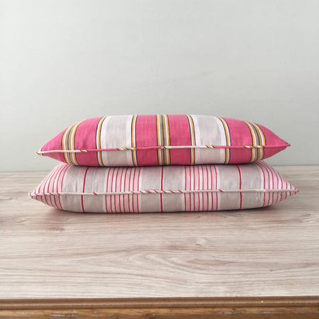 1900s Antique Pink Ticking Pillows (#PC16) - Ticking Depot