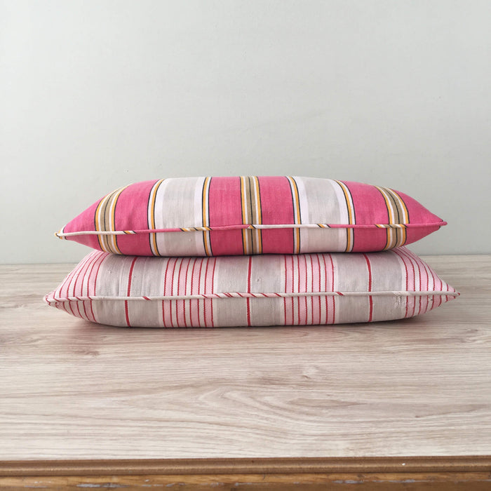 1900s Antique Pink Ticking Pillows (#PC16) - Ticking Depot