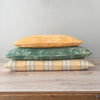 1900s Antique Yellow & Green Ticking Pillows (#PC3) - Ticking Depot