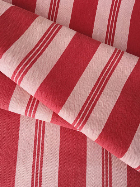 Pink Stripes Antique European Ticking Fabric Recovered Panels REC-SE-007 - Ticking Depot
