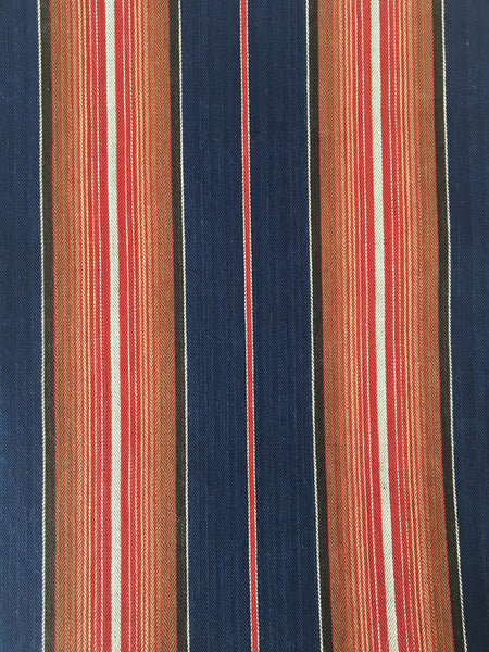 Blue Red Stripes Antique European Ticking Fabric Recovered Panels REC-SE-016 - Ticking Depot