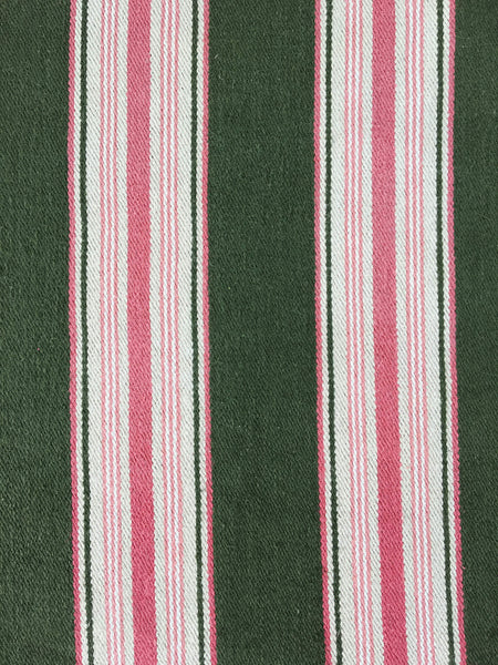 Pink Green Stripes Antique European Ticking Fabric Recovered Panels REC-SE-018 - Ticking Depot